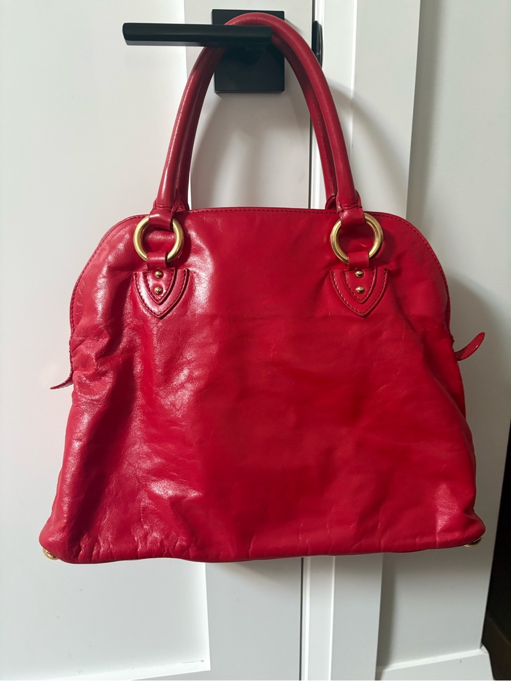Marc Jacobs Red Leather Satchel with Gold Hardware - Picture 2 of 6